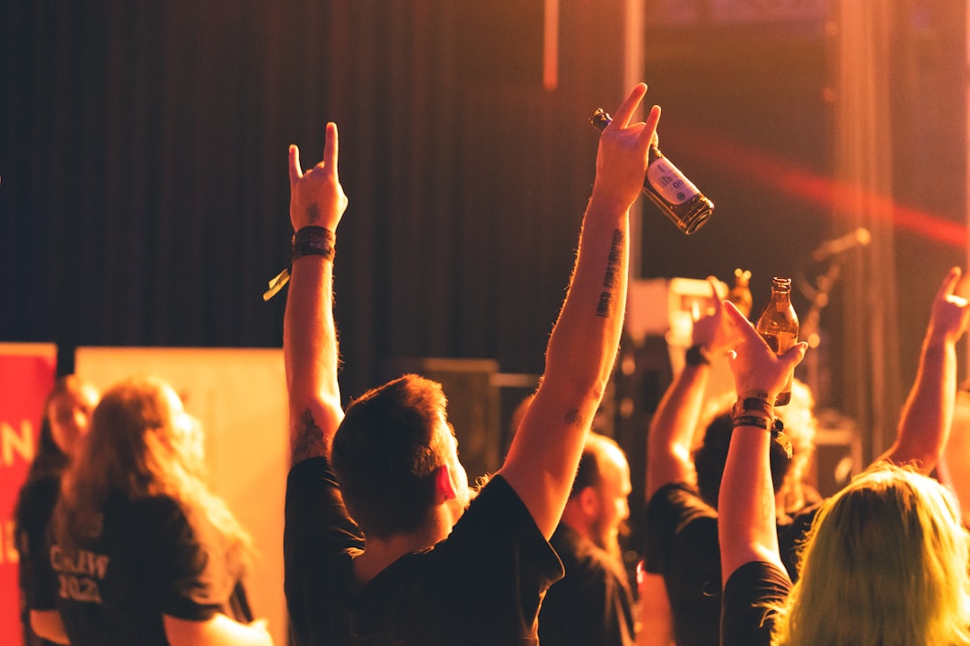 Crowd with hands raised